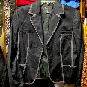 Black and white lined linen jacket